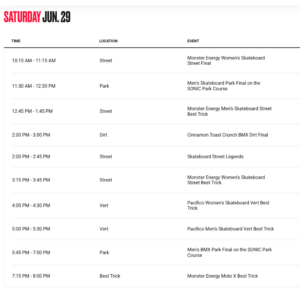 x games schedule 2024 saturday